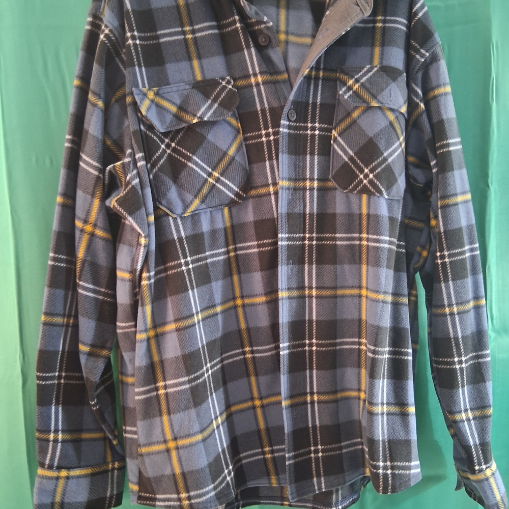Wrangler Jacket Mens Blue Black Buffalo Check Plaid Fleece Shacket Warm Soft XL